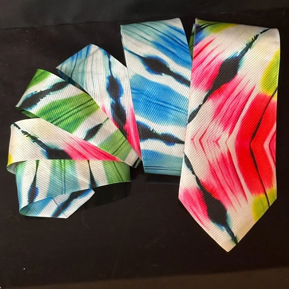 Psychedelic Rainbow Menswear Necktie Tie Neckwear Tie Dye Tied Dyed Hippie Rave